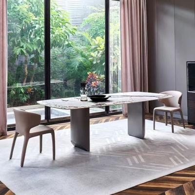 China Impresionante Estética Mesa de comedor de acero inoxidable de mármol, Mesa de comedor de alta calidad en venta