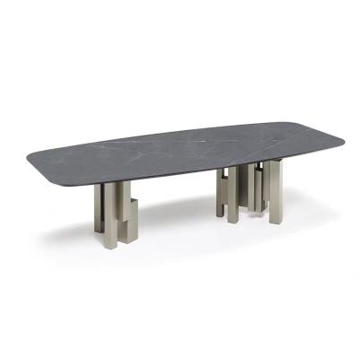 China New Contemporary Furniture Metal Base Dining Table Manufacturers Sintered Stone Customize for sale