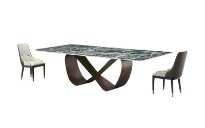 China Customized New Modern Square Simple Metal Legs Marble Dining Table Set With 8 Chairs for sale