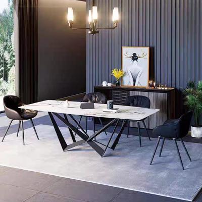 China Home Restaurant Furniture Light Luxury Modern Ceramic Marble Sintered Stone Dining Table for sale