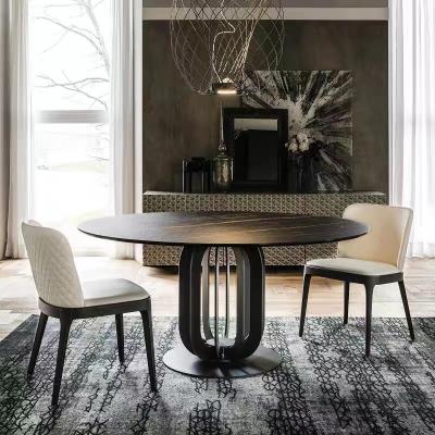 China Italian Modern Marble Ceramic Top Extendable Dinner Table Set Artificial Marble Top Dining Table for sale