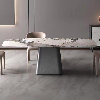 China New Design Luxury Dining Table 6 Chairs Sintered Stone Ceramic Marble Top Sintered Stone Table for sale