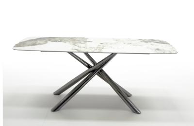 China Moderno de mármol de cerámica de la parte superior de la mesa de comedor conjunto de piedra sinterizada artificial mesa de comedor para el hogar en venta