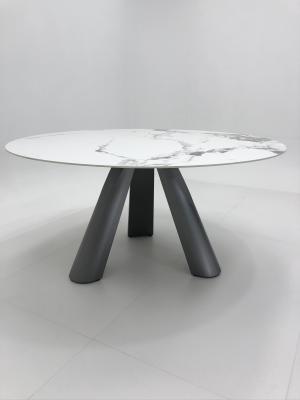 China Modern Luxury Metal Round Dining Table Italian Ceramic Marble Dining Table With Chairs for sale