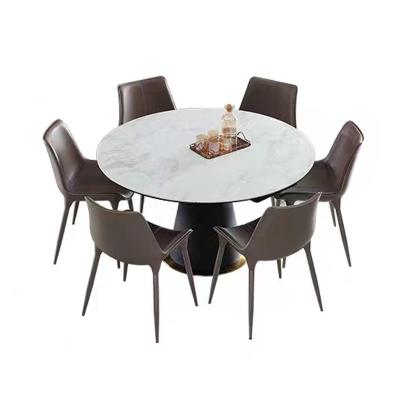 China Sintered Stone Round Extendable Dining Table Dining Extendable Table Rotating Ceramic Top Table for sale