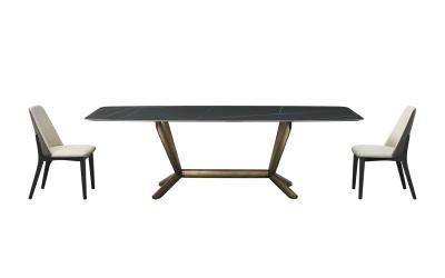 China Stainless Steel Dining Table Base Rectangle Dining Room Furniture 8 Seater Marble Top Dining Tables for sale