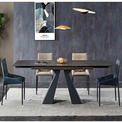 China Modern Extendable Dining Table Set Modern Furniture Ceramic designs for console table set Metal Dining Table for sale