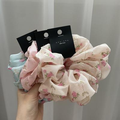 China Luxury Hao Han Wholesale Customize Bridal Hair Scrunchies Accessories Hair Band Sports Custom Made High Quality Polyester Scrunchie Hair Tie for sale