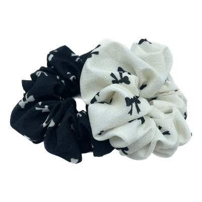 China High Quality Silk Floral Scrunchies Hair Bands Kids Hair Accessories Hao Han Wholesale Customize Boho Hair Scrunchies for sale