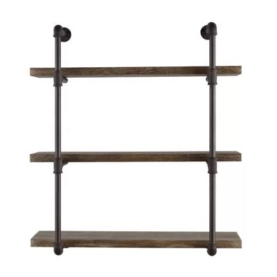 China Pipe Shelves Industrial Shelf Wall Shelf Rustic Wood Shelf for sale