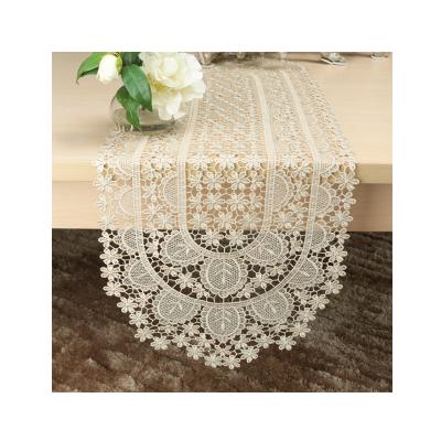 China Flower Design Rose Floral Lace Table Cloth Table Runner Multiple Size Table Runner Ribbon for sale