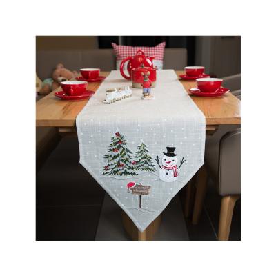 China Jacquard Embroidery Snowman Design Table Ribbon Rectangle Table Strips Christmas Table Runner for sale