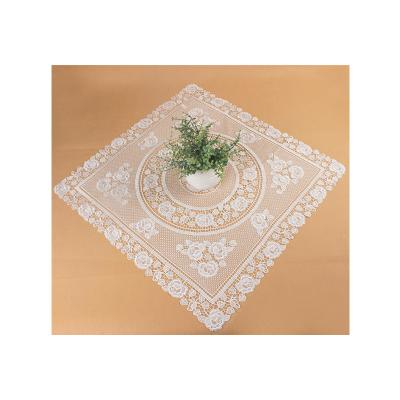 China 80*80 square embroidery tablecloth / lace design table linen floral design tablecloth for sale