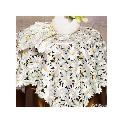 China Modern Luxury Colorful Daisy Embroidered Table Cover Table Cloth Table Cloth For Party for sale