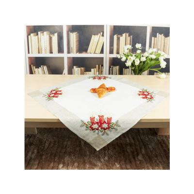 China Embroidery Table Cover Rectangle Table Runner Christmas Candle Design Decorative Tablecloth for sale