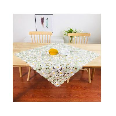 China Modern Luxury Colorful Daisy Embroidered Table Cover Table Cloth Table Cloth For Party for sale