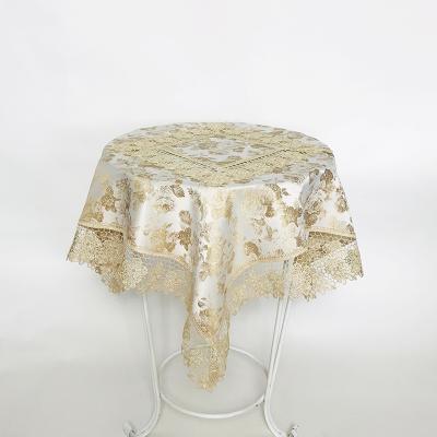 China New arrivals modern beige tablecloth fabric good quality wholesale polyester lace tablecloth for sale