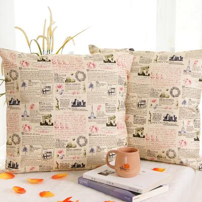 China Home Printing Square Cushion Cover Comfortable Cotton Fabric Waist Pillow Cover for sale