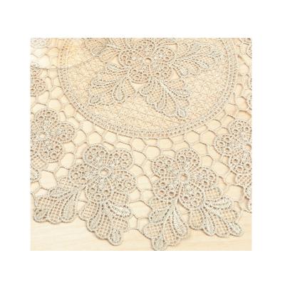 China Embroidery Lace Place Mat Rose Floral Design Doily Linen Decorative Dining Table Mat for sale