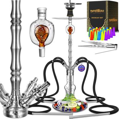 China Stainless Steel Europe In Stock Hookah Shisha Set With 4 Pipes Stainless Steel Shisha V2A Hookah Shisha Accessories China Hookah Manufacturer for sale