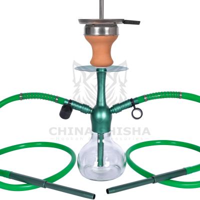 China Glass Customized Hookah Aluminum Shisha Set With 2 Pipes Hookah Shisha Accessories OEM China Factory Sales 2022 New Design for sale