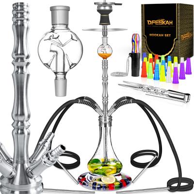 China Stainless Steel Hookah Set With 4 Hose Stainless Steel Shisha Set Wooden Hookah China Hookah Manufacturer for sale