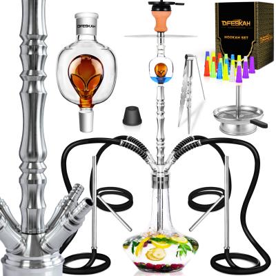 China Stainless Steel Hookah Set With 4 Hose Stainless Steel Shisha Set Wood Hookah China Hookah Manufacturer Shisha Set for sale