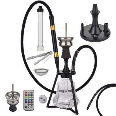 China Portable Modern Aluminum/Acrylic/Glass Hookah With Remote Magic Light Hookah Set LED Floss Hose Tongs Silicone Hookah Bowl for sale