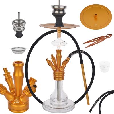 China Aluminum Alloy Shisha Hose Hookah Set With Travel Case, With Silicone Hookah Bowl Charcoal Holder Charcoal Tongs for sale