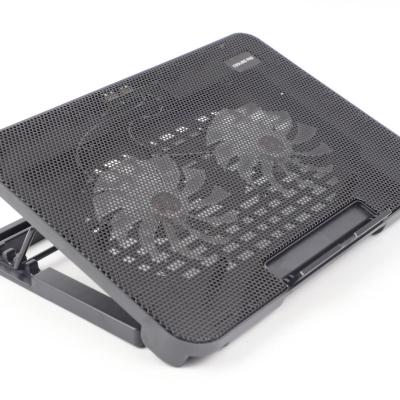 China 10-17inch Size Double Fans Adjustable Foldable Plastic Laptop Cooler USB Cooling Pad for sale