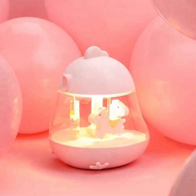 China Lovely European Warm Cartoon LED Night Light Play Rotating Music Box for Kids Bed Room Hot Sale Baby Night Light for sale