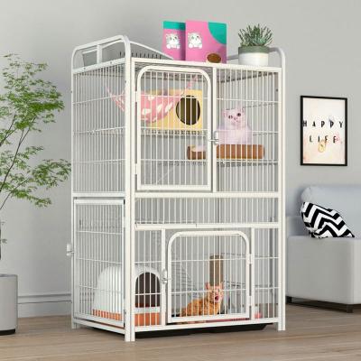 China New Large Breathable Multi-Layer Folding Cat Crate Kitten Ferret Habitat House Metal Wire Cage for sale