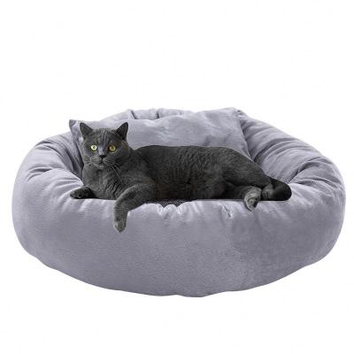 China Wholesale Custom Mechanical Soft Plush Wash Donut Pet Bed Warm Cushion Sofa Cat Dog Bed for sale