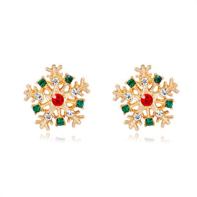 China 2021 New Design Christmas Series TRENDY Earrings Shape Creative Alloy Diamond Snowflake Earrings for sale