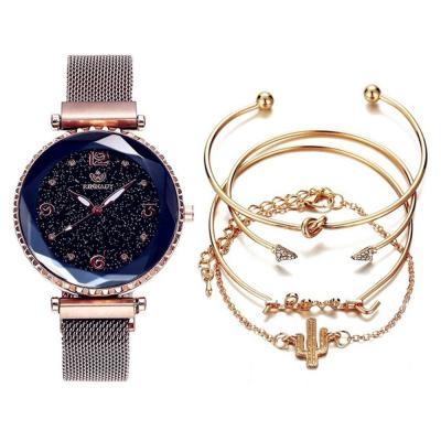 China 2021Hot Selling 5 PC Fashion Luxury Gift Sets For Women Gift Diamond Watch Set Bracelet Jewelry for sale