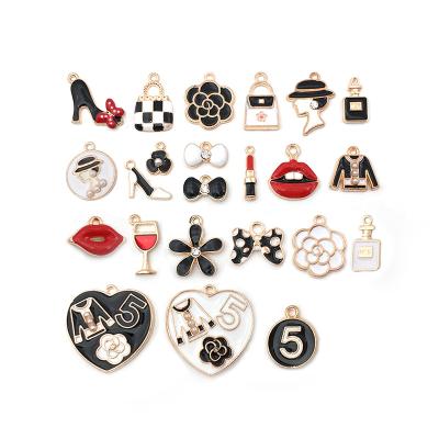 China 23pcs/bag Fashionable Designer Charms Fashion Perfume Bag Mixed Enamel Charm For DIY Jewelry Bracelet Making for sale