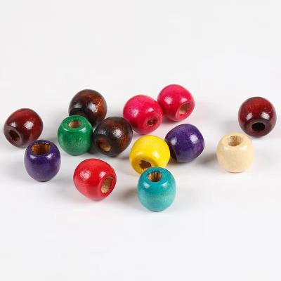 China Big Hole Lost Ball Wooden Colorful Wooden Beads Bead Making DIY Bracelet Necklace Jewelry Accessories for sale