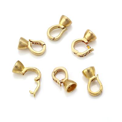 China diy handmade gold copper accessories copper bracelet necklace connector small bells inlay diamond conversion d type connector for sale