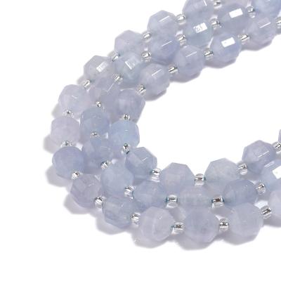 China Jewelry Making DIY Bracelet Necklace Making 6mm 8mm 10mm Blue Lace Agate Faceted Oval Gemstone Loose Beads For Jewelry Making for sale