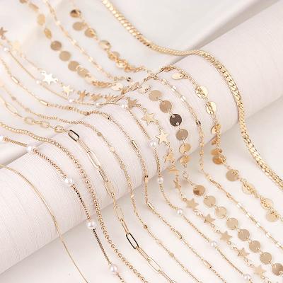 China Fashion 2 Meter Chains / Bag DIY Handmade Gold Plated Crafted Chains For Jewelry Making for sale