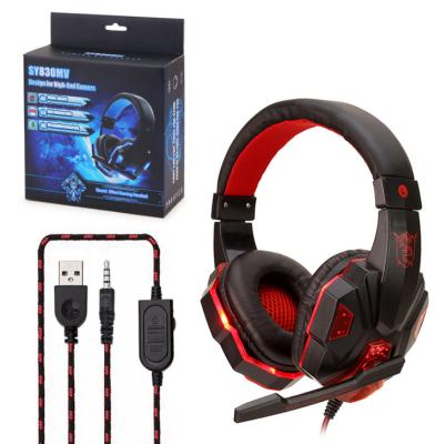 China OEM Luminous Headset SY830 Earphone Version Telescopic Esports With Microphone Wired Gaming Headset Computer Universal Headset for sale