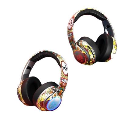 China ZY520 Tide Country Doodle Headset Earphone Big Earmuffs Headphones Trend Wireless Cool Noise Reduction Heavy Bass Music Gaming Office Headset for sale