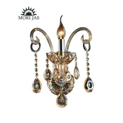 China New 2020 Modern European Style Design Chandelier Crystal Wall Light Candle Lamp Decorative for Hotel Chandelier Home Glass Wall Lamp for sale