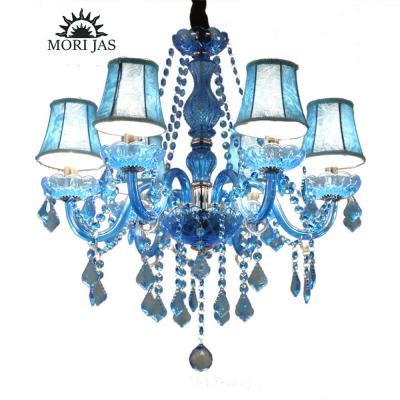 China Modern Decorative Dreamy Blue Crystal Lamp Living Room Bedroom Dining Room Ceiling Chandeliers Hanging Pendant Lights for sale