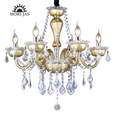 China Mid Century Decoration Designer Lighting Fixtures Large Hotel Bedroom Lamp Indoor Contemporary American Led Cafe Gold Crystal Chandelier E14 for sale