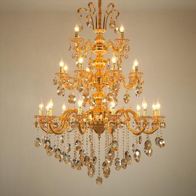 China 3 Lampara Chandelier Design Traditional/Medieval/Contemporary/Modern Luxury Large Tier Hotel Living Room Project Chandeliers Lobby Gold Crystal Chandeliers and Pendant Lights for sale