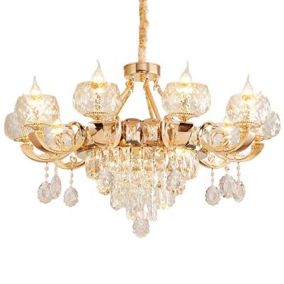 China French/European/American/Modern/Nordic/High Quality Lobby Luxury Huge Golden Crystal Pendant Light Modern Apartment Villa Living Room Home Lounge for sale