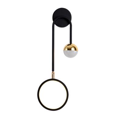 China Post Modern Minimalist Contemporary European Led Bedroom Nordic Creative Minimalist Luxury Gold Wall Lamp Home Aisle Aisle Hallway Black Ball Bedside Black Wall Lamp for sale