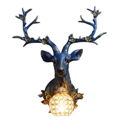 China American Country/Retro/European Industrial Decorative Zhongshan Manufacturer American Retro Art Gallery House Wall Elk Lighting Installation Wall Lamp Indoor Lamp for sale