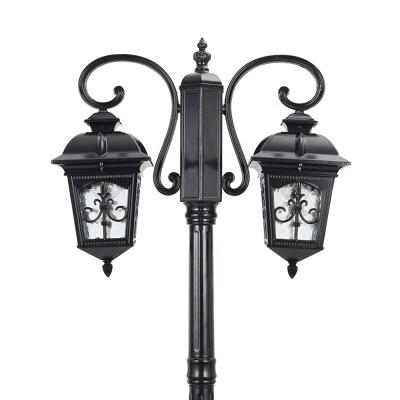 China European/American/Modern/Classic European /Retro Solar Led Garden Lamp Street Lawn Black Court Lighting Double Head Vintage E27 2m - 3m IP65 Pole Post Garden Lights for sale